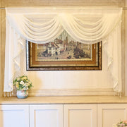 rideau decoratif tissu plissé dentelle glands blanc translucide élégant traditionnel