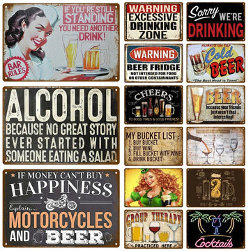 plaque decoration murale metal vintage bar pub affiche retro boisson alcoolisee objet deco maison