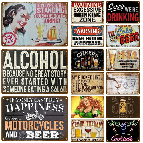 plaque decoration murale metal vintage bar pub affiche retro boisson alcoolisee objet deco maison