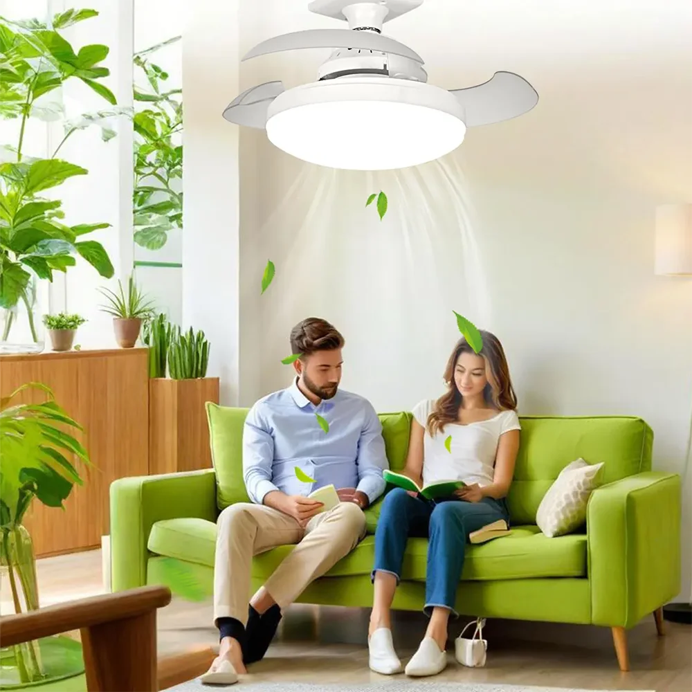ventilateur moderne blanc lumière intégrée télécommande fixe led silencieux ambiance rechargeable certifications