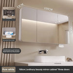 armoire salle bain murale miroir led rangement porte coulissante moderne blanc gris