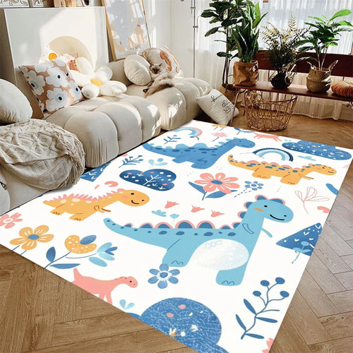 tapis sol enfant dinosaure motif animaux décoration chambre salon moderne doux polyester coloré