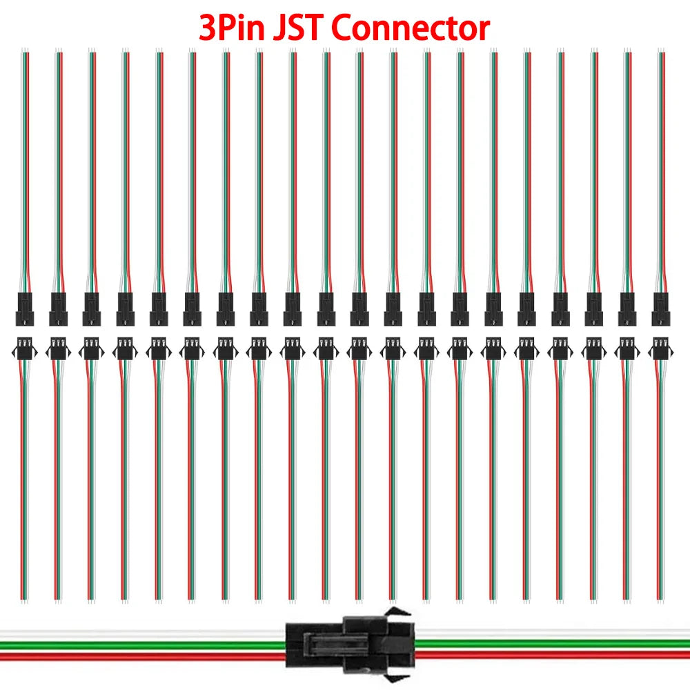 connecteur led jst broches noir câbles multicolores plat certification