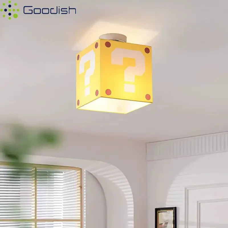 lampe moderne jaune question mark points rouges cuisine chambre enfants