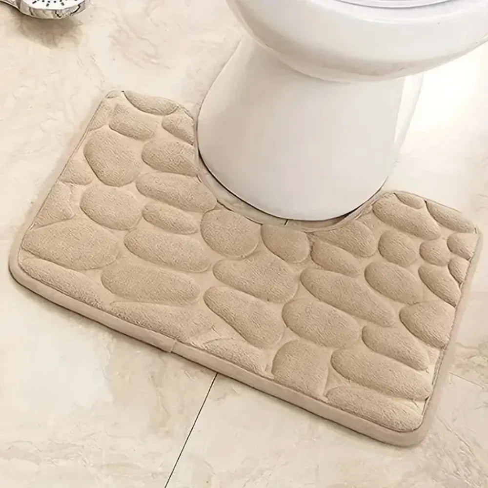 tapis antidérapant moderne gris galets salle bain absorbe l'eau doux 50cm 40cm