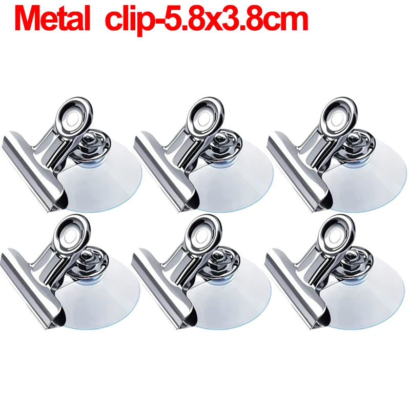 pinces clips ventouses multifonctionnelles acier inoxydable argentées transparentes modernes fenêtre porte salle bain cuisine