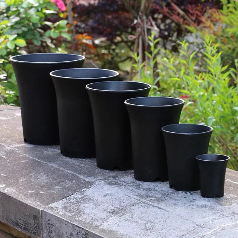 lot pots fleurs plastique noir moderne jardinières plantes succulentes décoration jardin culture intérieur