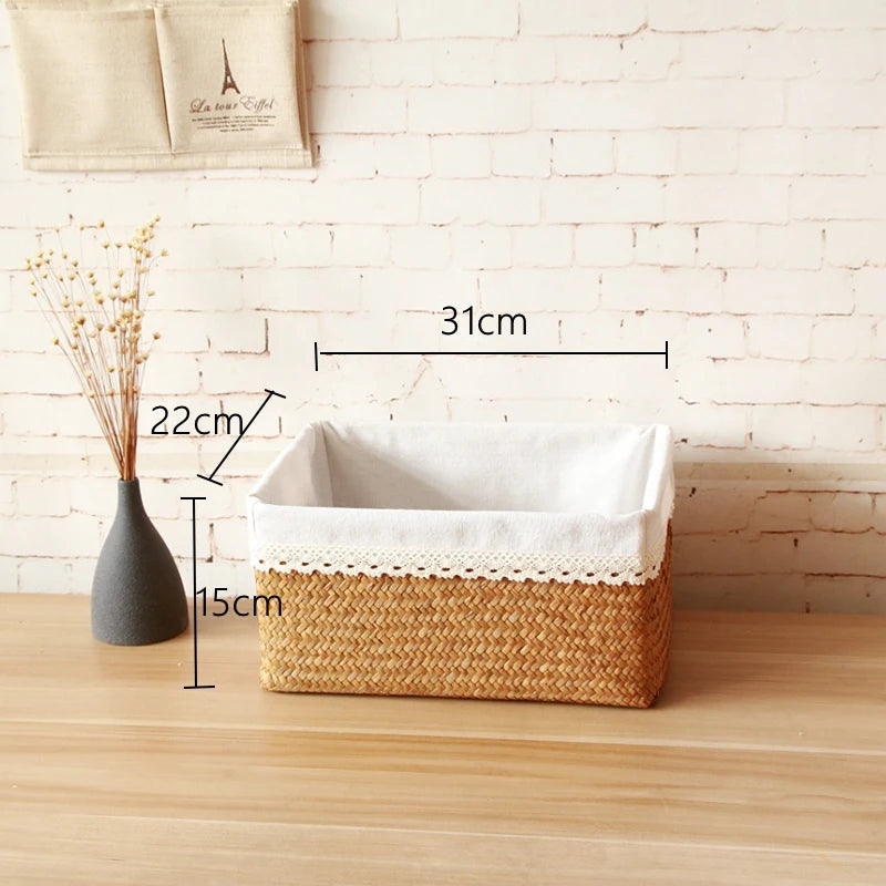 paniers paille naturels panier couvercle poignées métalliques boho chic rustique salon