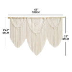 tapisserie macramé coton ovale motifs géométriques franges bohème bois opaque