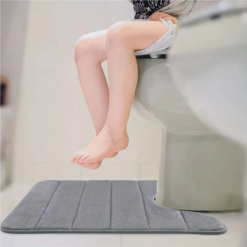 tapis sol gris rayures horizontales moderne antidérapant absorbant mousse mémoire forme