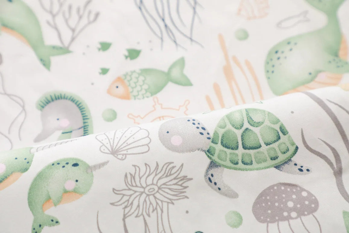 drap housse lit bébé coton motif oiseau étoile enfant chambre moderne blanc jaune gris