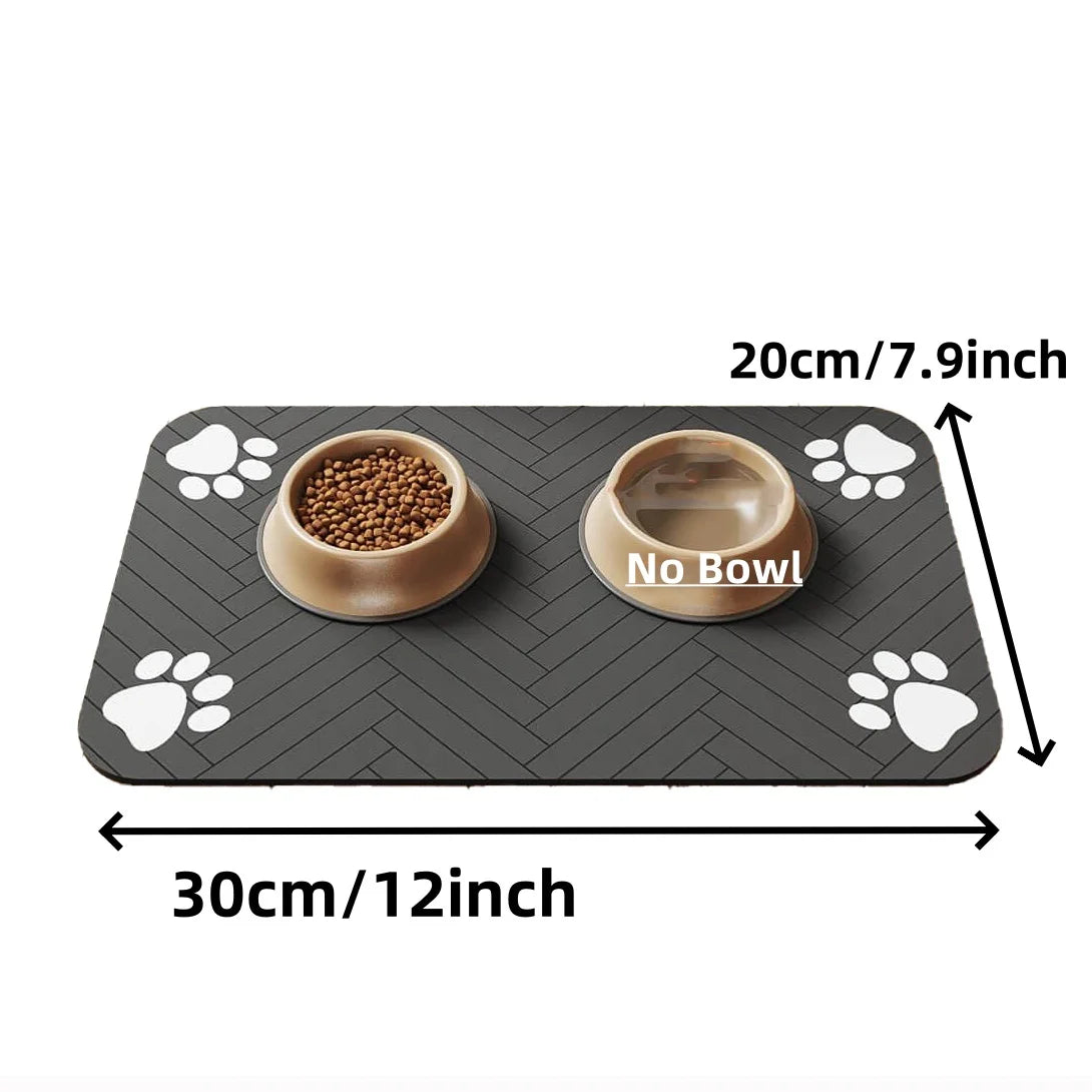 tapis animal noir rayures blancs deux bols alimentation eau rapide séchage moderne