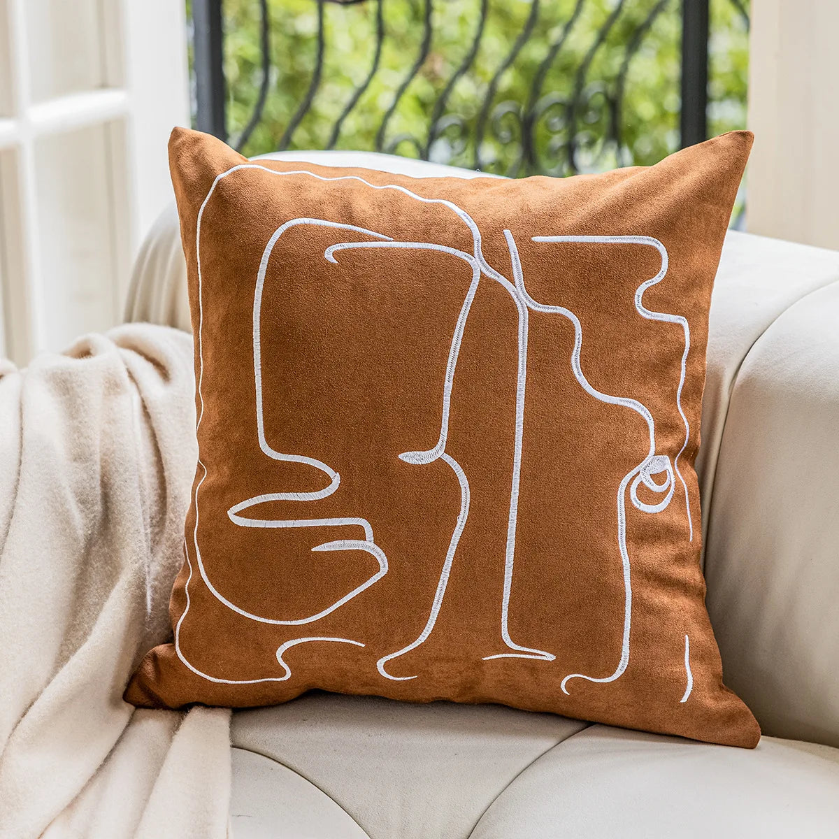 coussins nordiques peluche solides couleurs neutres motif abstraits contemporains maison voiture