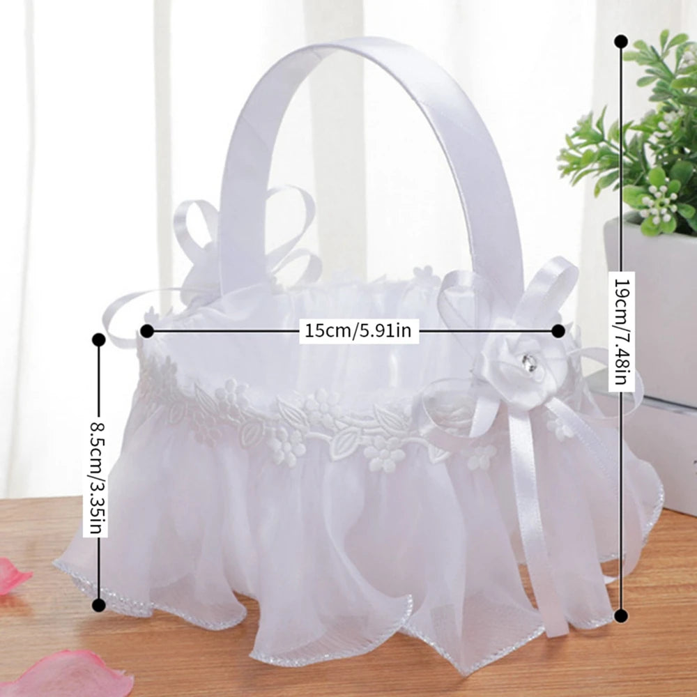 panier mariage blanc tulle plissé rubans satin strass nœuds élégant romantique festif