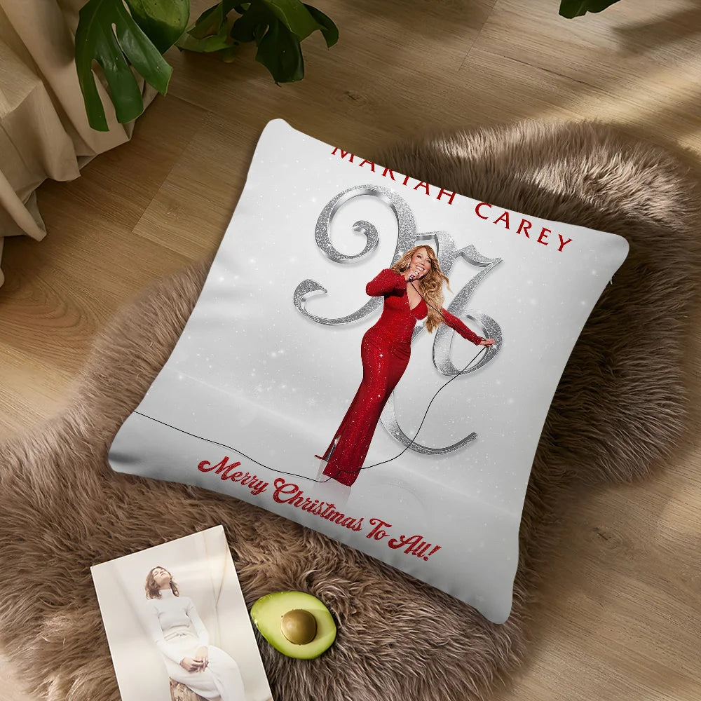 taie d'oreiller mariah carey noel coussin moderne rouge blanc photo décoration intérieure polyester dobby