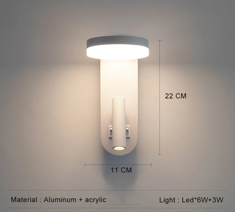 lampe murale moderne noire blanche interrupteur led chambre coucher salon entree