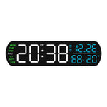 horloge numérique moderne écran led noir vert blanc réglable calendrier double alarme compteur