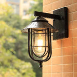 lampe murale vintage industrielle cage métallique verre transparent noir fixée mur plaque fixation