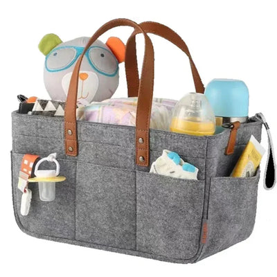 Panier de rangement en feutre pour bébé de couleur noire avec poignée