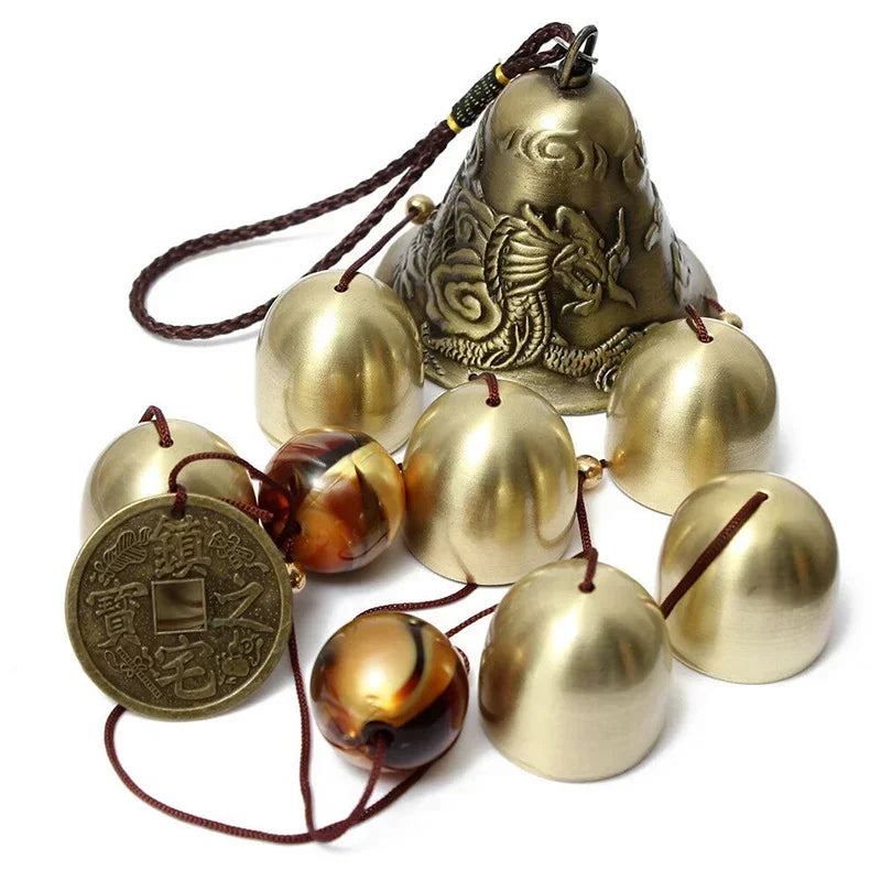 cloche vent ange doré rouge métal brillant traditionnelextérieur cloches fixé chaînes