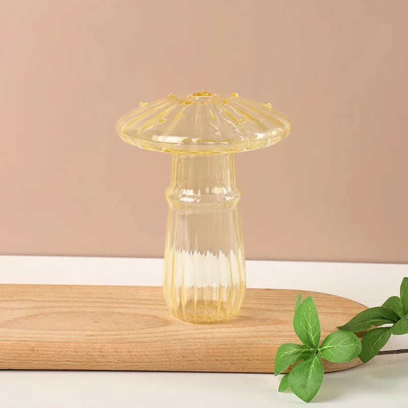 vase champignon transparent moderne rouge vert rose marron jaune