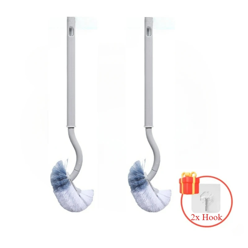 brosse wc souple forme long manche 360 blanc gris moderne sans coin mort respectueux