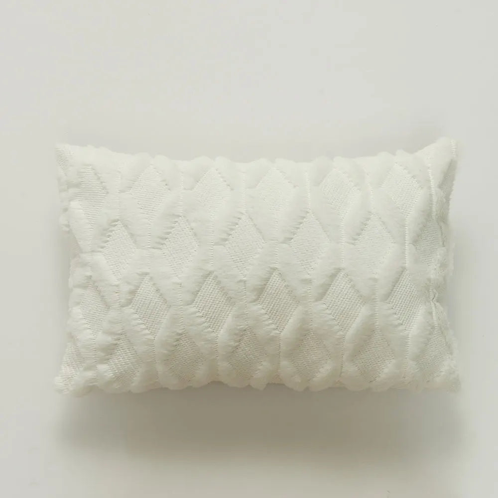 housse coussin peluche blanche motif géométrique moderne 30x50cm sofa lit chambre voiture decoration
