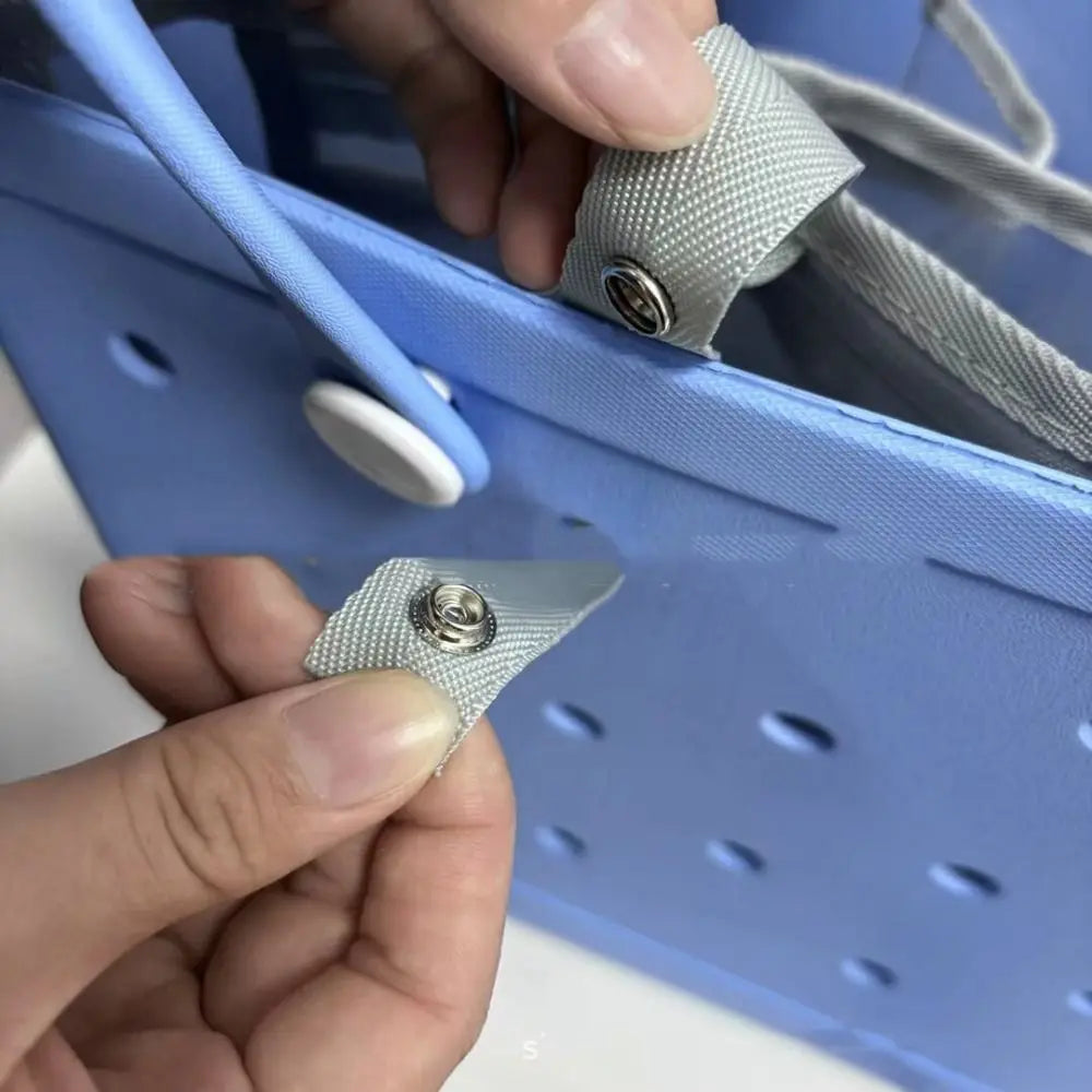 sac plage réutilisable polyester transparent compartiments utilitaire bleu clair gris minimaliste organiser affaires