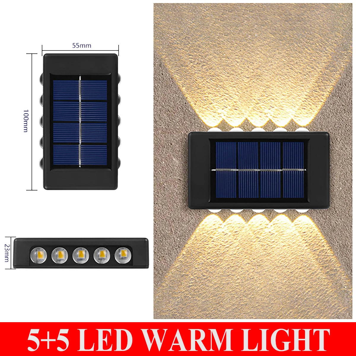 lampes murales solaires led modernes ip66 imperméablesextérieur minimalistes