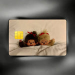 protection carte bancaire autocollant imperméable réutilisable moderne motifs illustratifs enfants peluche
