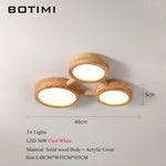 plafonnier bois massif moderne éclairage surface rond led naturel minimaliste