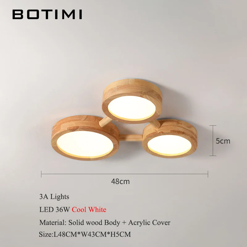 plafonnier bois massif moderne éclairage surface rond led naturel minimaliste
