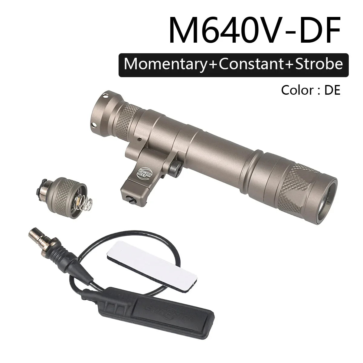 lampe torche tactique led noir texturée clip picatinny rechargeable chasse airsoft moderne