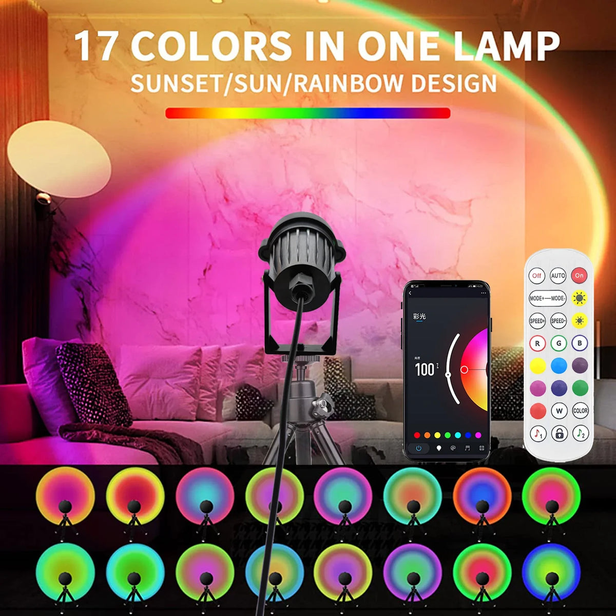 lampe led smart alexa google noir moderne trepied application usb