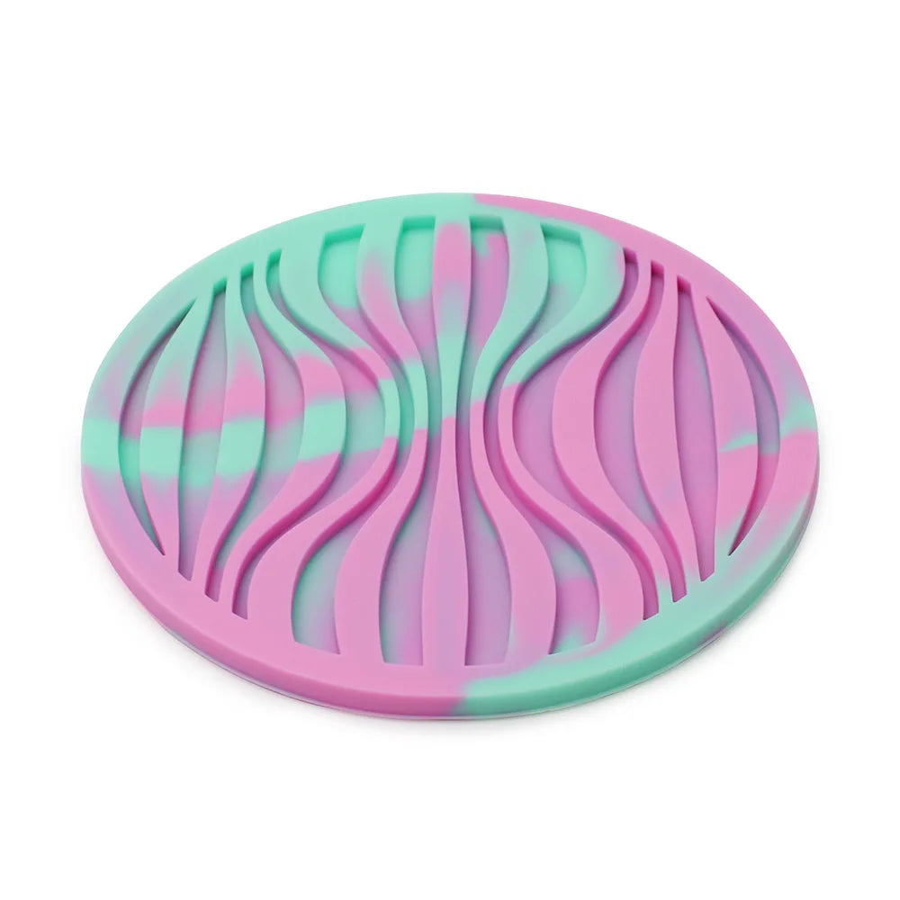 sous verres ronds silicone noir bleu vert marron rouge rayures ondulées moderne respectueux environnement