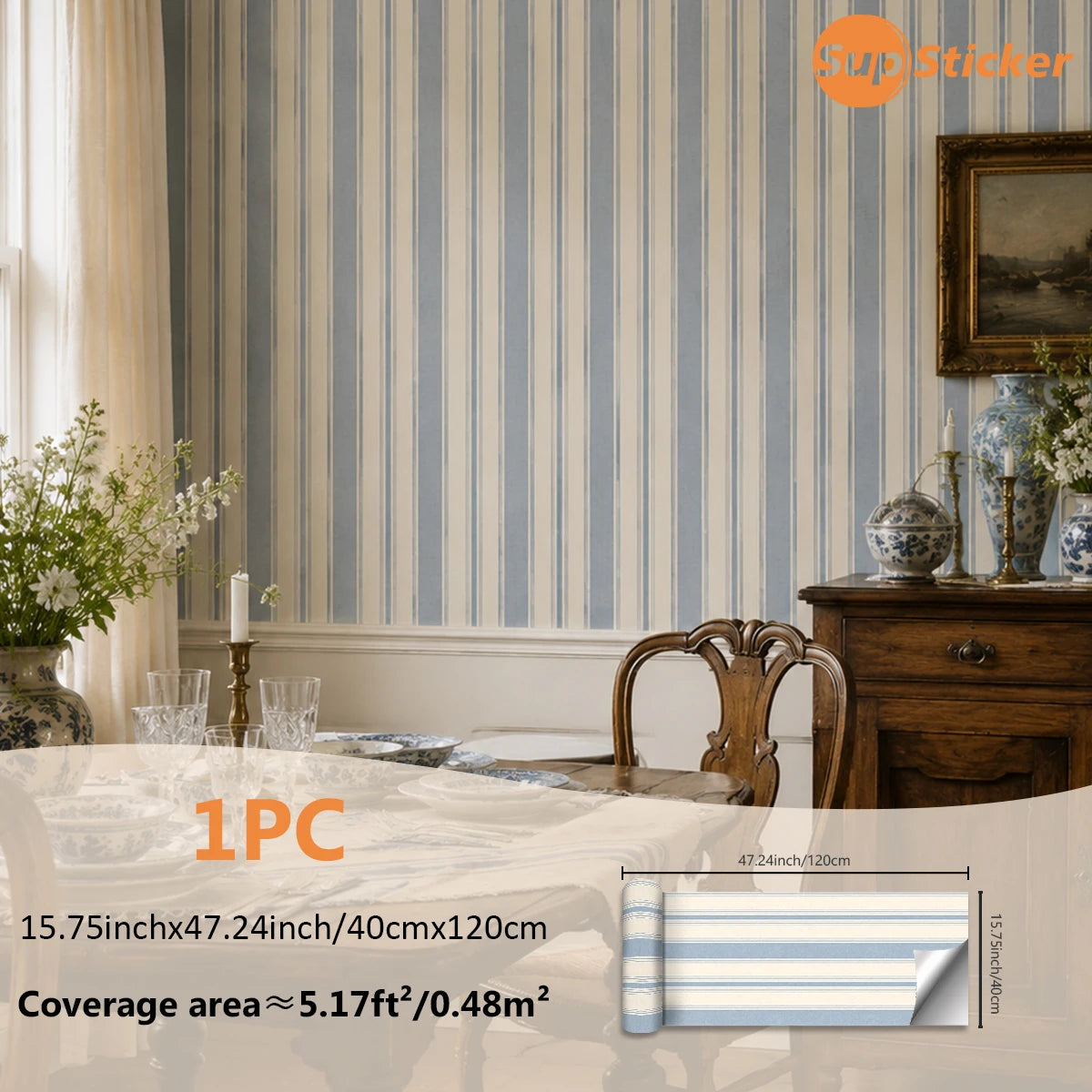 papier peint autocollant rayé vintage bleu clair beige rose pâle taupe opacité classique muette