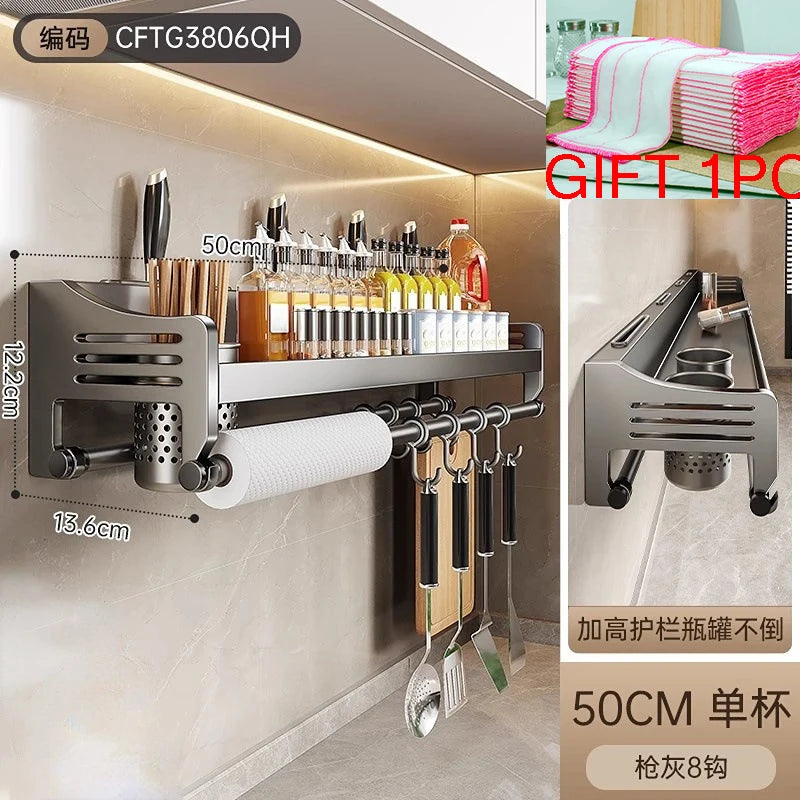 étagère murale multifonction imperméable pvc argentée moderne porte baguettes couteaux cuillères gobelets verres tasses