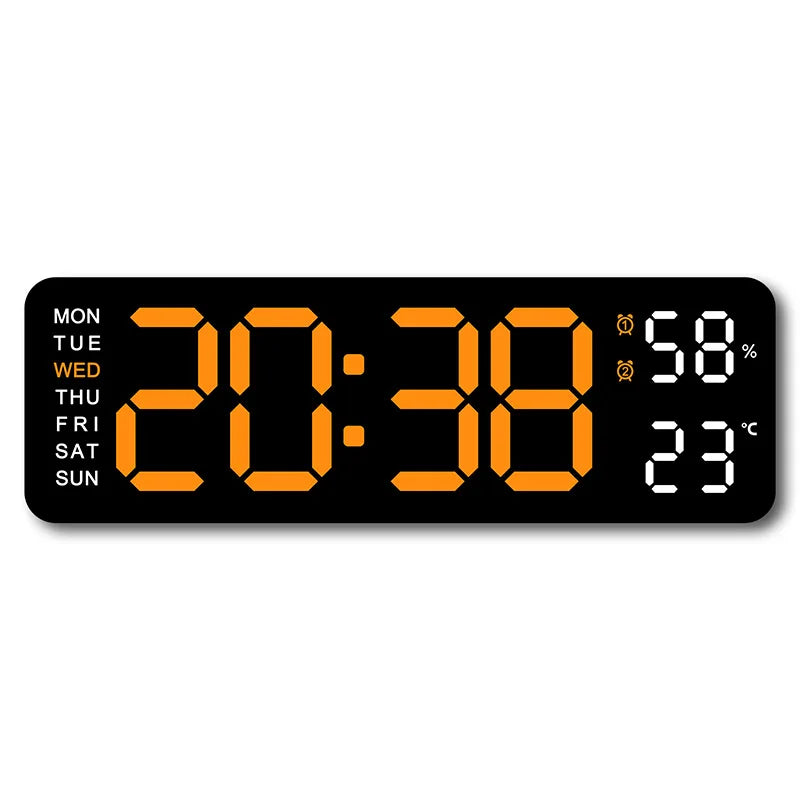 horloge numérique murale LED noir blanc température humidité semaine USB rechargeable moderne