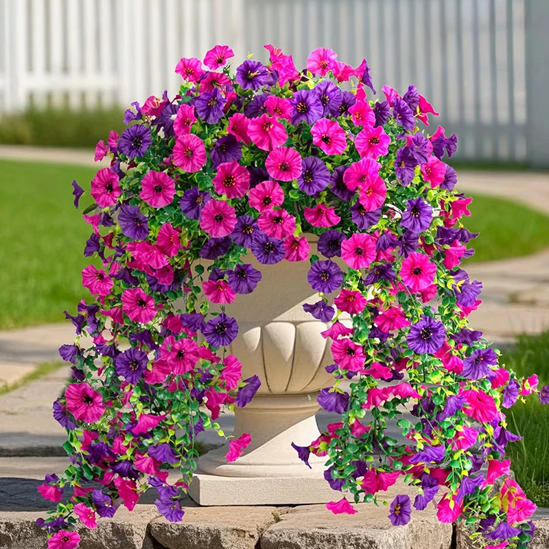décoration murale guirlande florale artificielle cascade rose violet jaune blanc orange intérieur