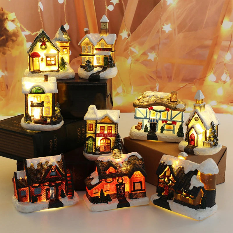 décoration noël miniature maison résine détaillée noire blanche verte rouge vintage