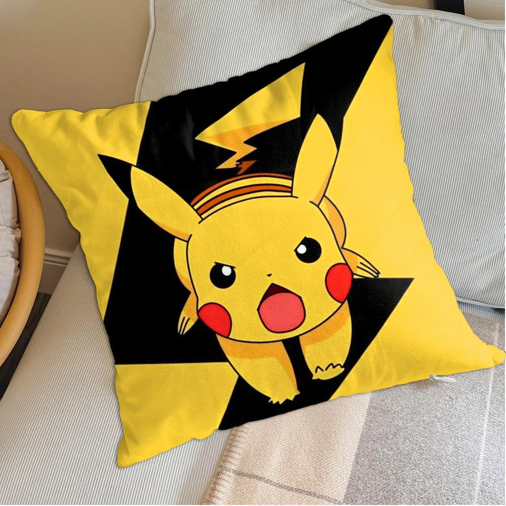 taies d'oreiller imprimées pikachu pokémon décoratives pop art cartoon lit voiture 45x45 cm