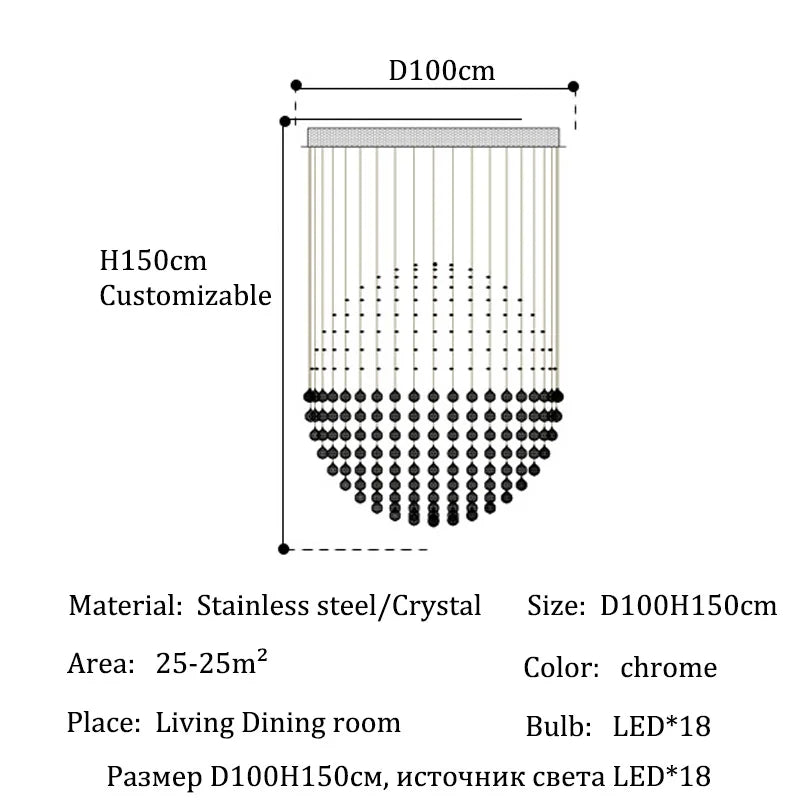 suspension lumineuse moderne cristal transparente 4000k 3000k 6000k