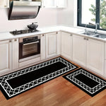 tapis sol noir géométrique moderne cuisine entrée 40x60 40x120cm imperméable anti dérapant résistant saleté