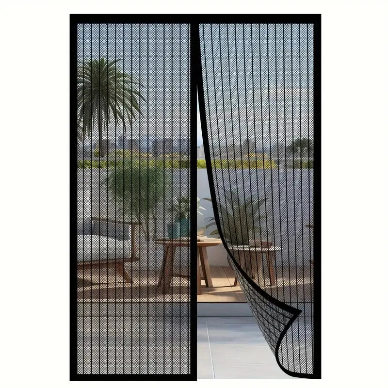 rideau porte anti moustiques noir maille fine moderne velcro transparent 90x210cm