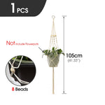 support plante suspendue macramé blanc fait main décoration jardin intérieur boho corde coton