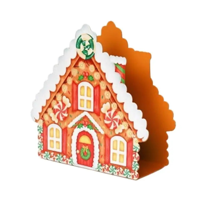 porte serviettes noel forme maison pain epices decoration festive bonbons guirlandes sapin imitations glace