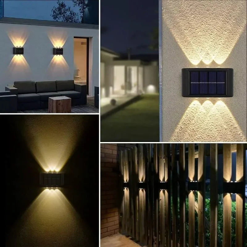 applique murale solaire noire 10 led lumière blanche moderne auto installationextérieur