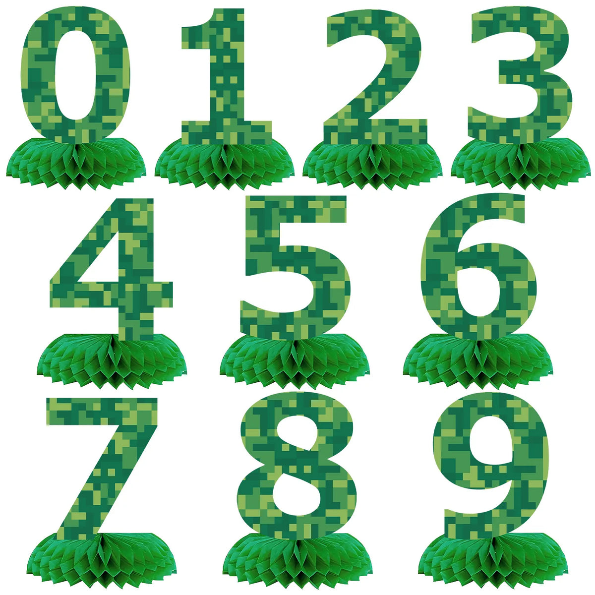 numéros table vert pixelisé moderne fête anniversaire enfant baptême événement révélation sexe retour école