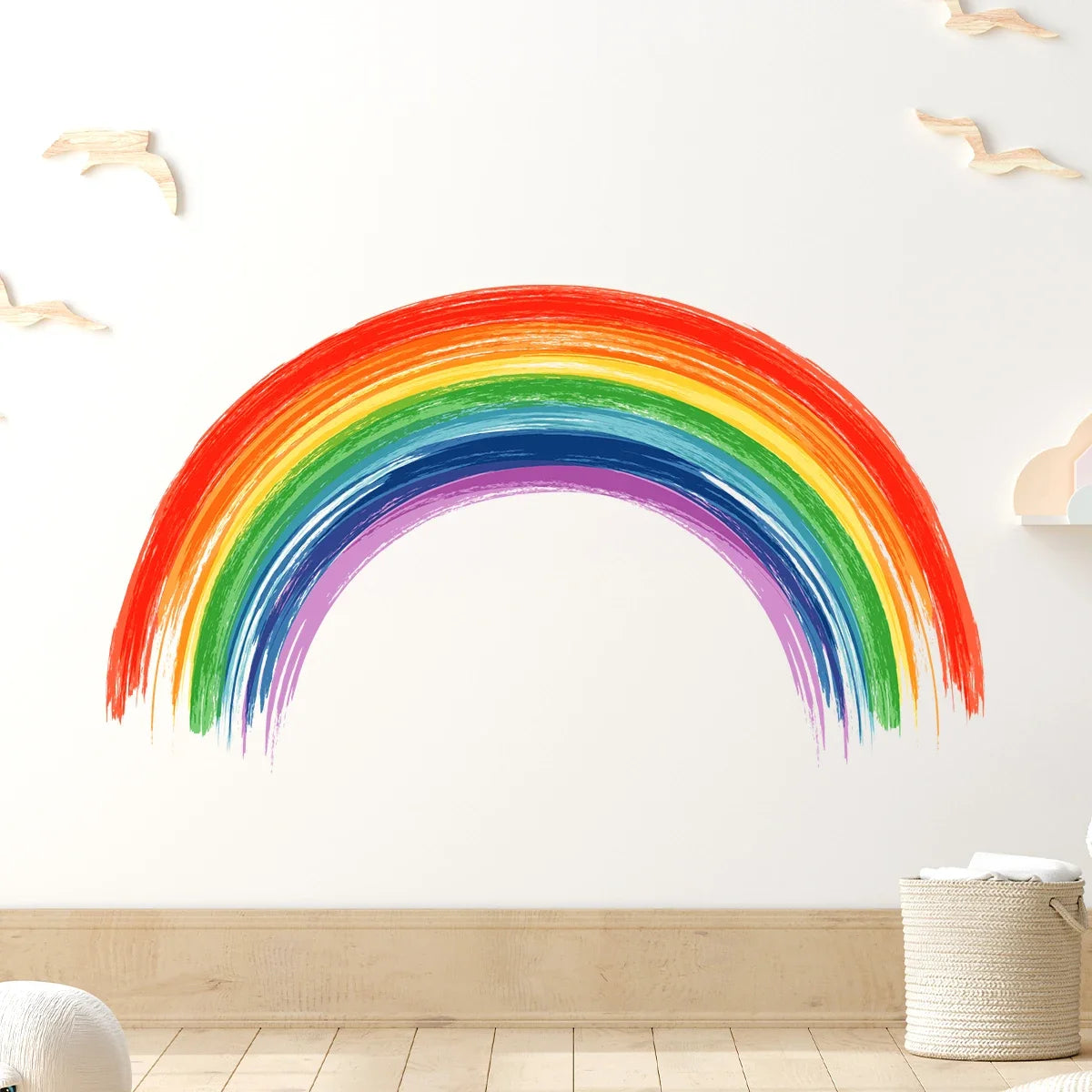 sticker mural arc ciel abstrait coloré moderne adhésif pvc autoadhésif réversible enfants chambre