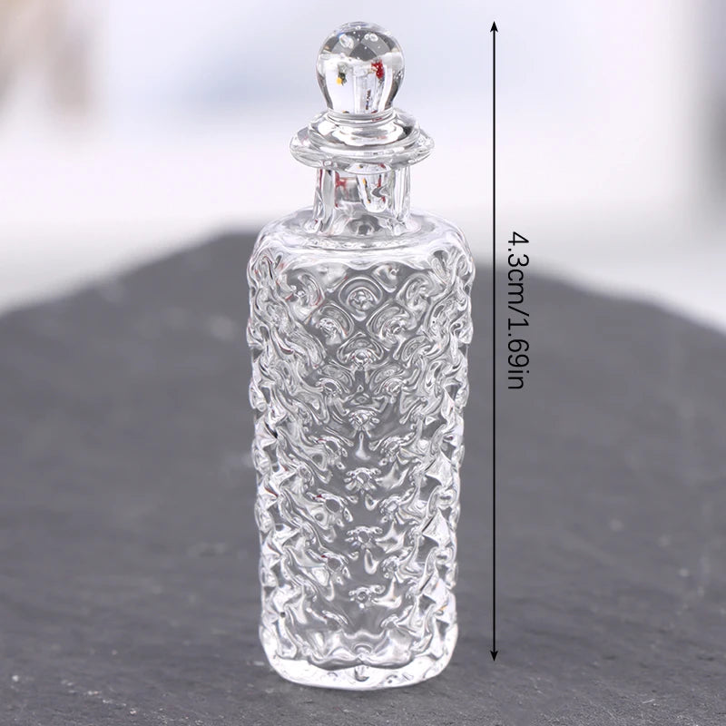 miniatures bouteilles verre transparent texturé vintage bouchons liège couvercle verre